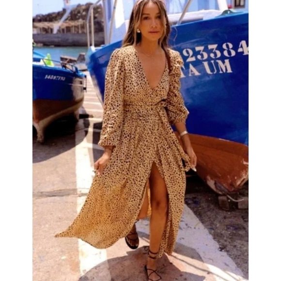 Billabong Dresses & Skirts - Billabong BNWT Nine Lives Wrap Maxi Dress Gold Dust Long Maxi Size XS